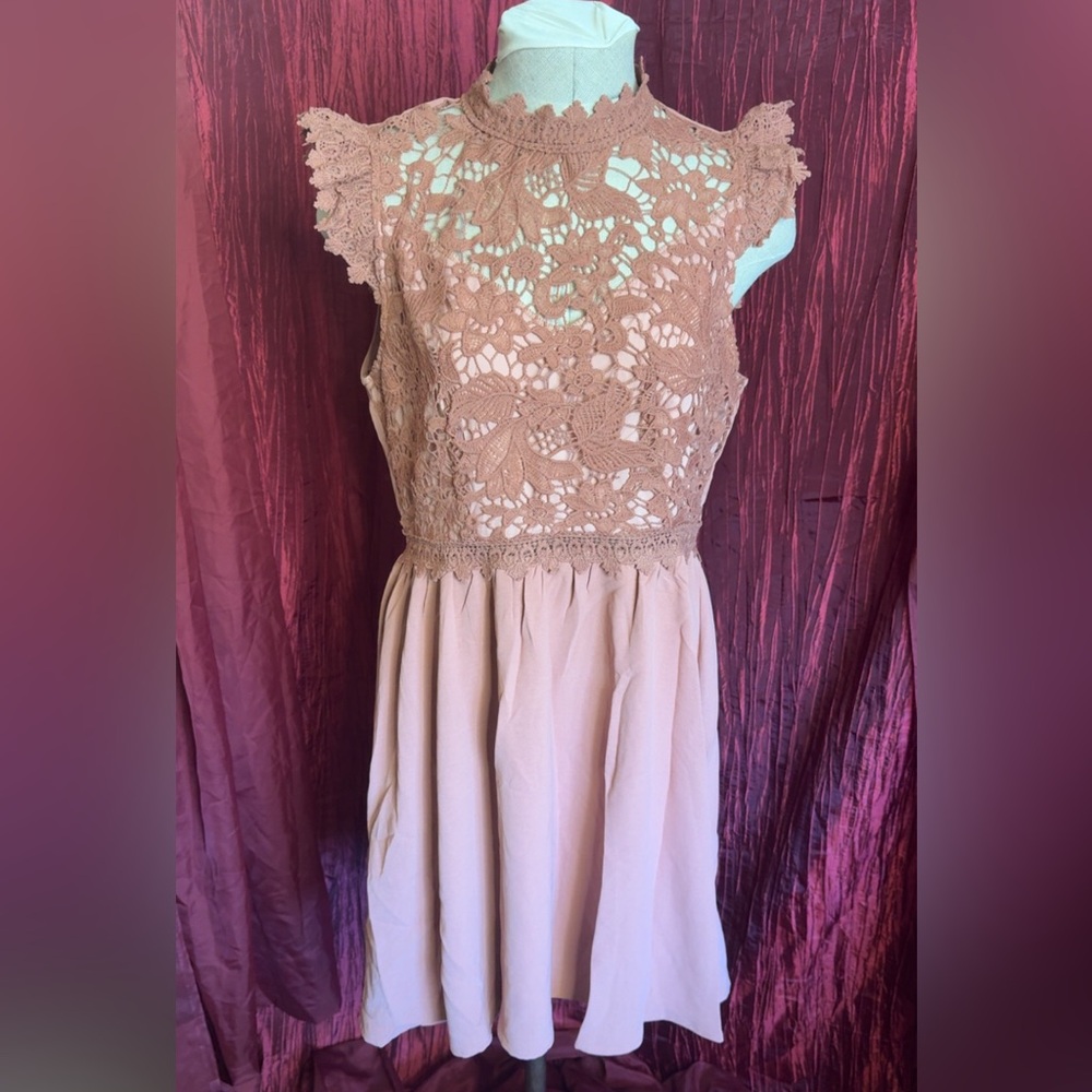 SHEIN Lace Overlay Mini Dress